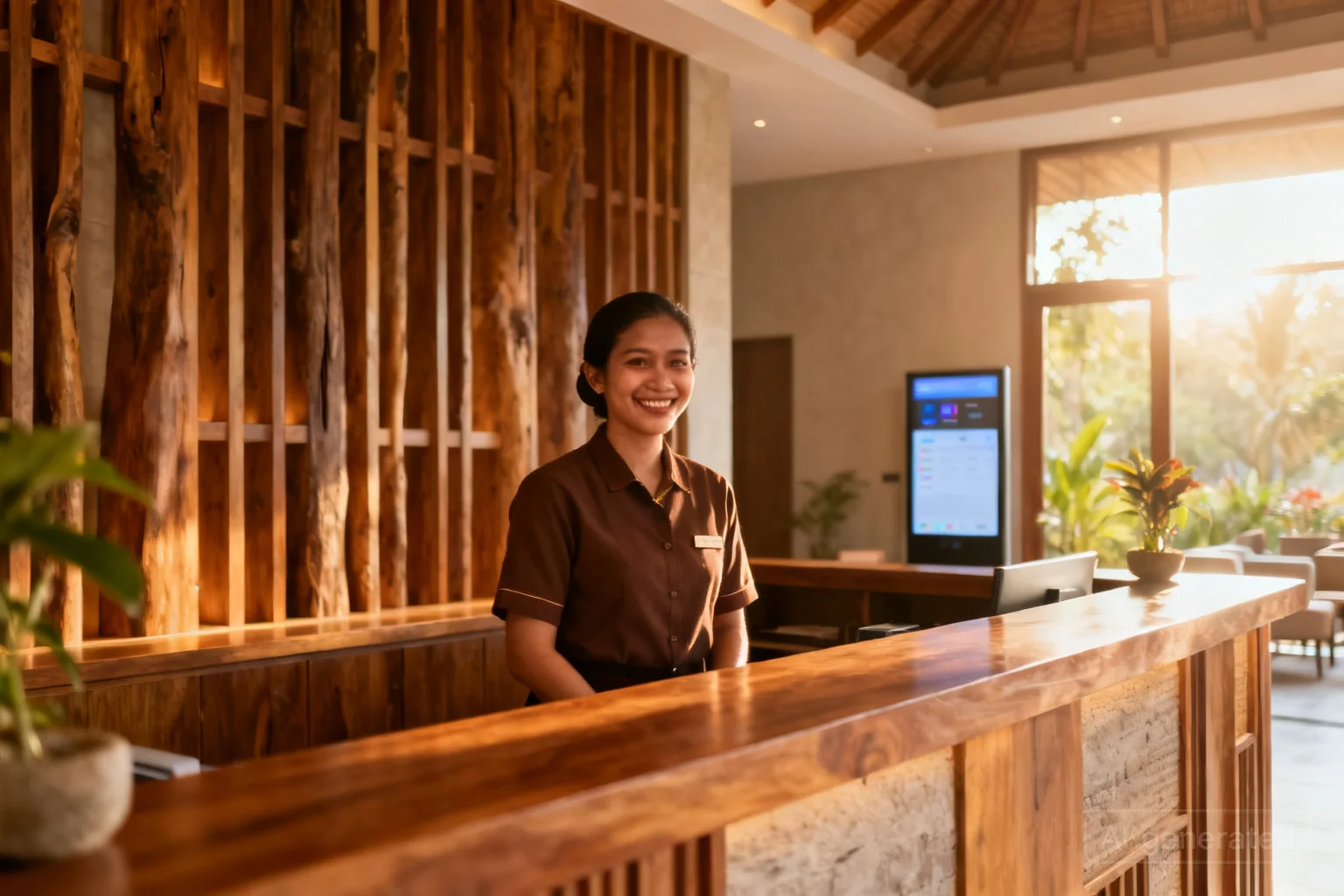 Suasana hotel modern dengan penerapan teknologi AI yang ramah tamu
